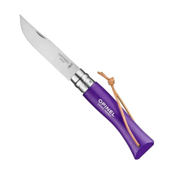 OPINEL N°07 Baroudeur Lila fickkniv - Genomborrat handtag med läderspets