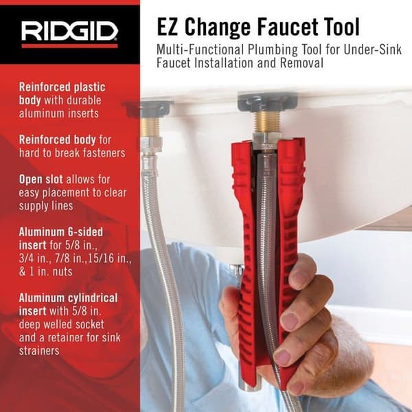 Ridgid hantverktyg - 57003 - EZ VVS-nyckel installations- och avlägsnandeverktyg för kranar, orange