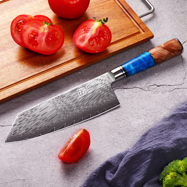 Nakiri Kniv, Ultra Skarp AUS-10 Damascus Stål, Ergonomisk Håndtag,7 tommer