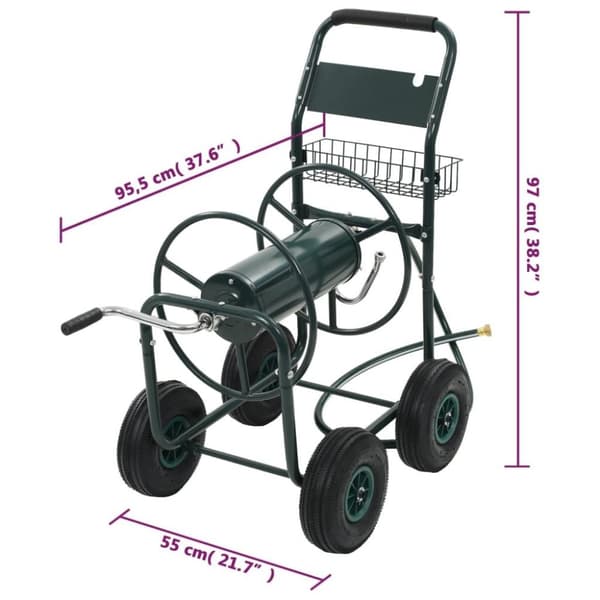 vidaXL Slangvagn med 1/2" slangkoppling 75 m stål