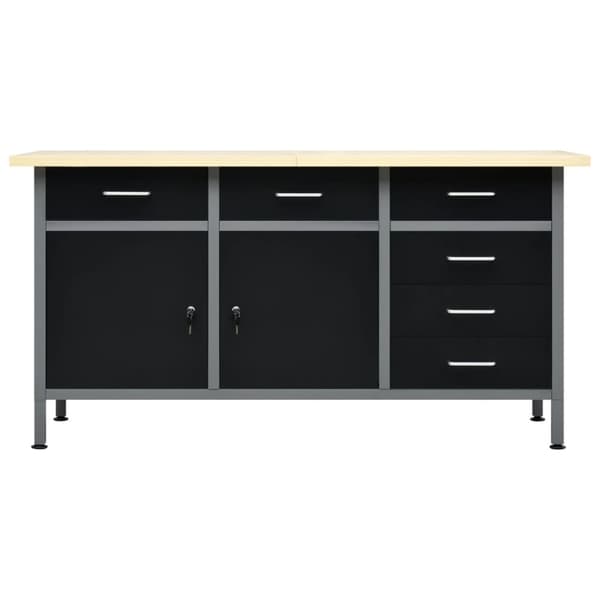vidaXL arbejdsbord 120x60x85 cm stål sort