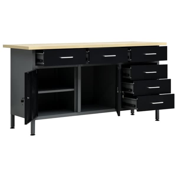vidaXL arbejdsbord 120x60x85 cm stål sort