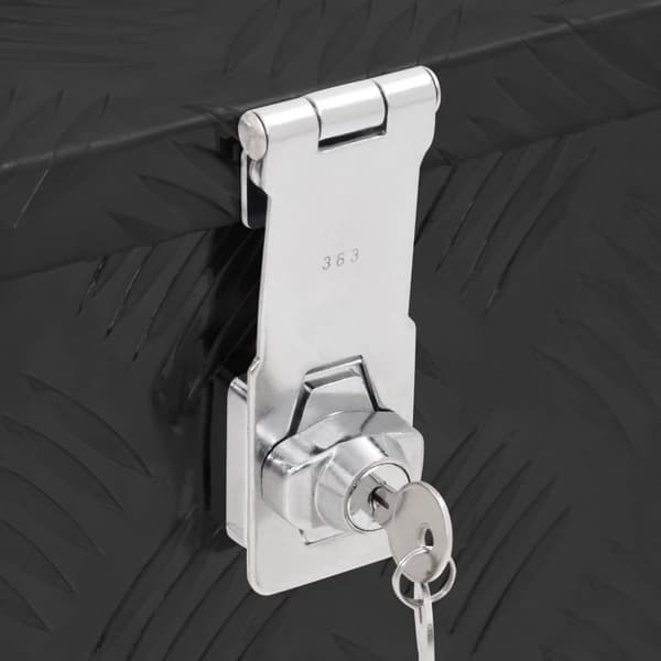vidaXL Oppbevaringsboks svart 50x15x20,5 cm aluminium