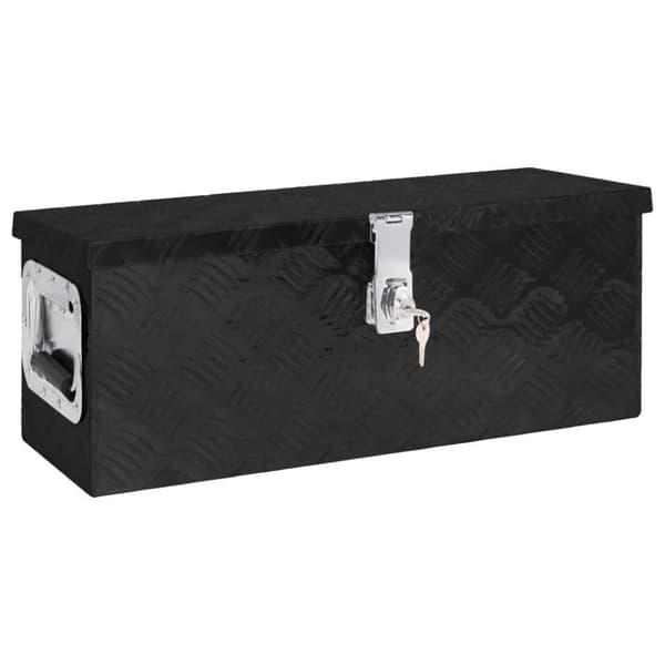 vidaXL Oppbevaringsboks svart 60x23,5x23 cm aluminium