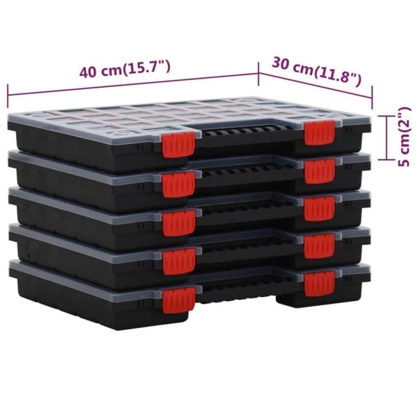 vidaXL Sorteringsbokser 5 stk 40x30x5 cm polypropylen