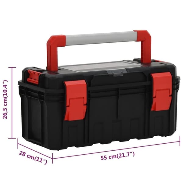 vidaXL Verktøykasse svart og rød 55x28x26,5 cm
