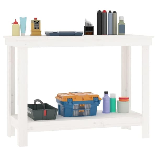 vidaXL arbejdsbord 110x50x80 cm massivt fyrretræ hvid