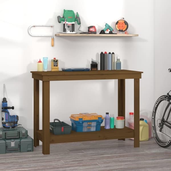 vidaXL Työpenkki hunajanruskea 110x50x80 cm täysi mänty