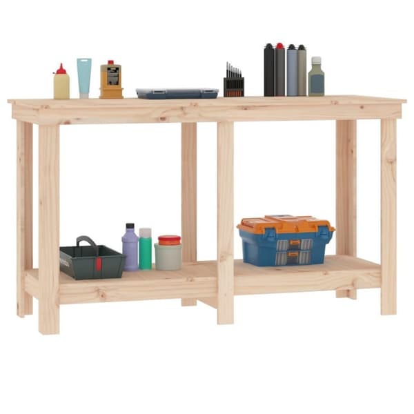 vidaXL Työpenkki 140x50x80 cm täysi mänty