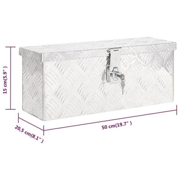 vidaXL opbevaringskasse 50x15x20,5 cm aluminium sølvfarvet