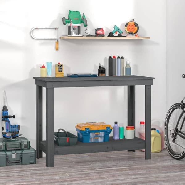 vidaXL Arbeidsbenk grå 110x50x80 cm heltre furu