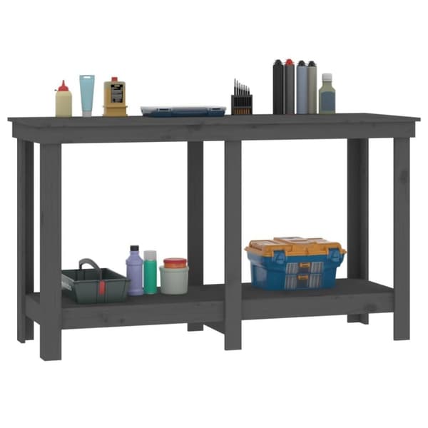 vidaXL arbejdsbord 140x50x80 cm massivt fyrretræ grå