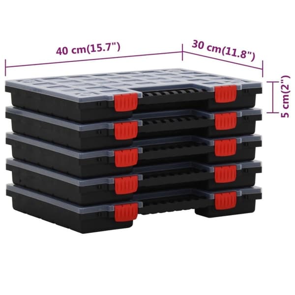 vidaXL sortimentbokse 5 stk. 40x30x5 cm polypropylen
