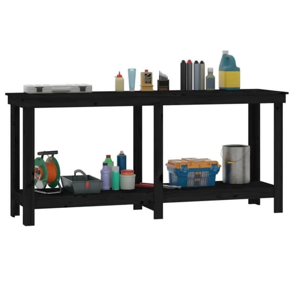 vidaXL Työpenkki musta 180x50x80 cm täysi mänty