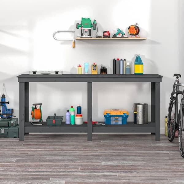 vidaXL arbejdsbord 180x50x80 cm massivt fyrretræ grå