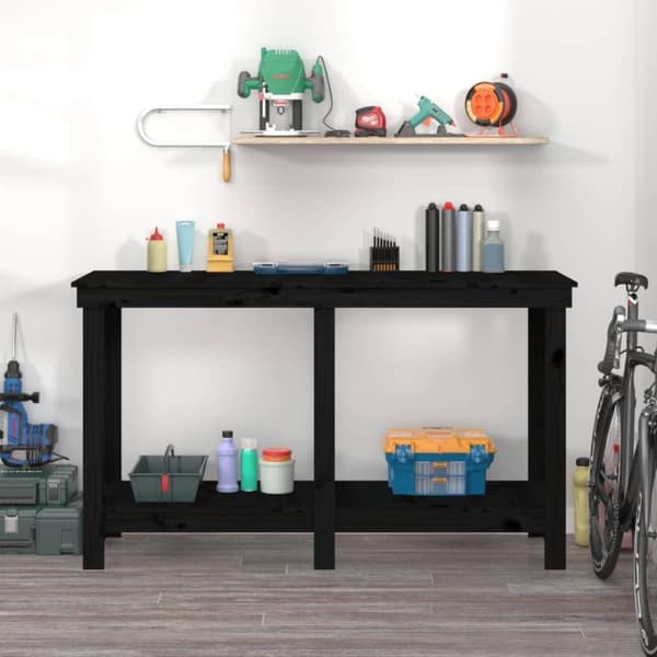 vidaXL Arbeidsbenk svart 140x50x80 cm heltre furu