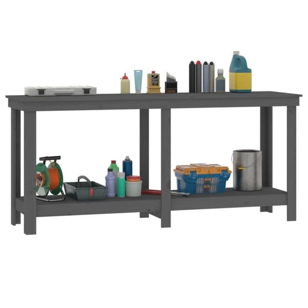 vidaXL Arbeidsbenk grå 180x50x80 cm heltre furu