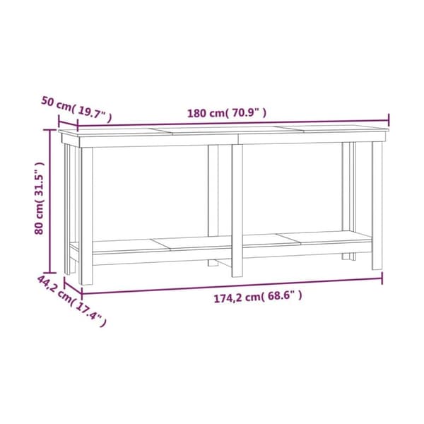 vidaXL Arbeidsbenk 180x50x80 cm heltre furu