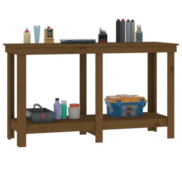 vidaXL Työpenkki hunajanruskea 140x50x80 cm täysi mänty