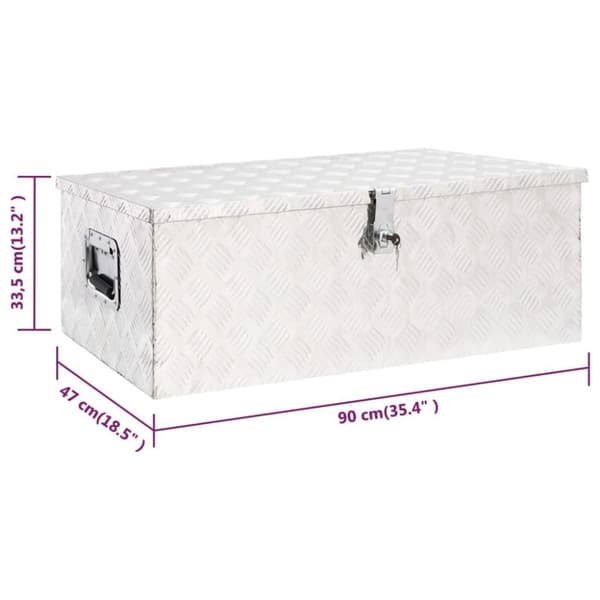 vidaXL Säilytyslaatikko hopea 90x47x33,5 cm alumiini