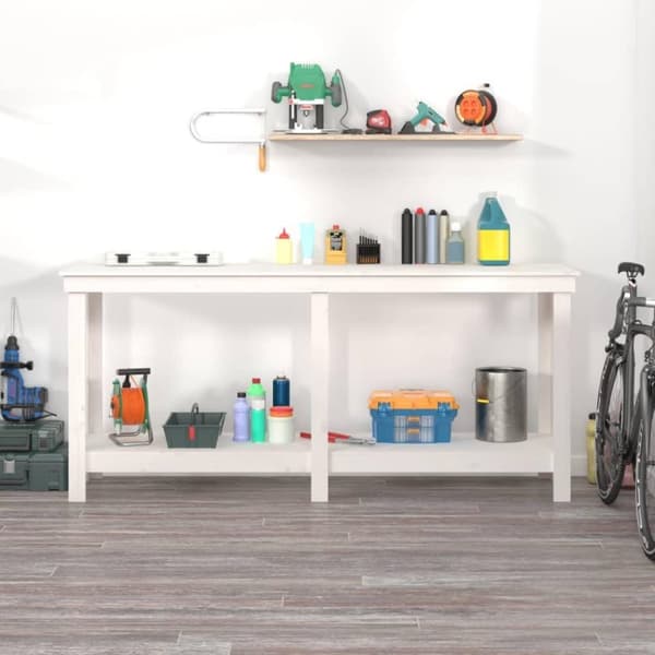 vidaXL arbejdsbord 180x50x80 cm massivt fyrretræ hvid