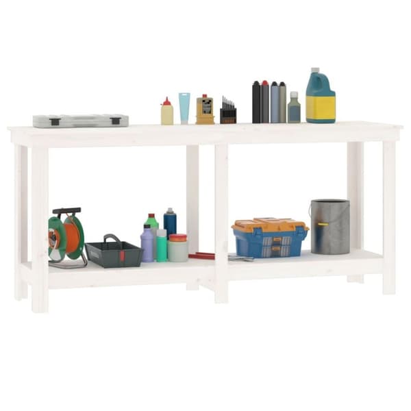 vidaXL arbejdsbord 180x50x80 cm massivt fyrretræ hvid