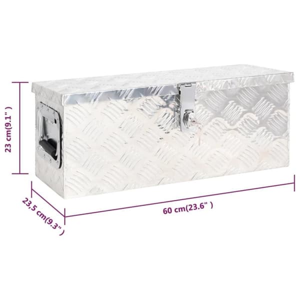 vidaXL opbevaringskasse 60x23,5x23 cm aluminium sølvfarvet