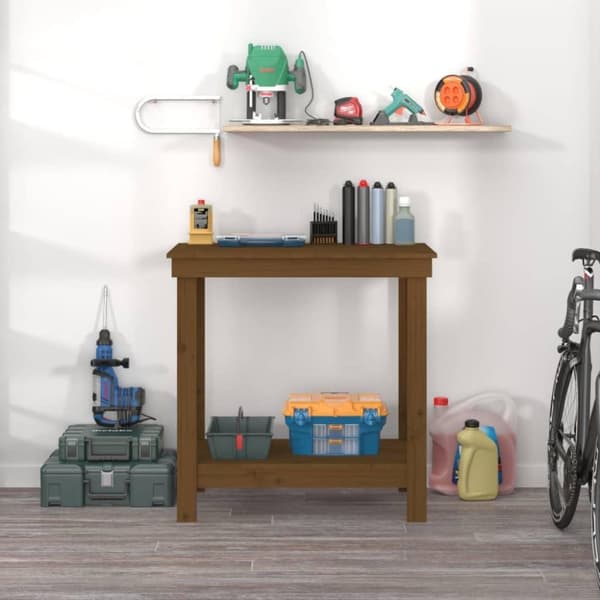 vidaXL Arbeidsbenk honningbrun 80x50x80 cm heltre furu