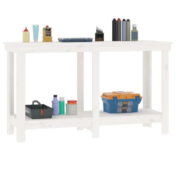 vidaXL Arbeidsbenk hvit 140x50x80 cm heltre furu