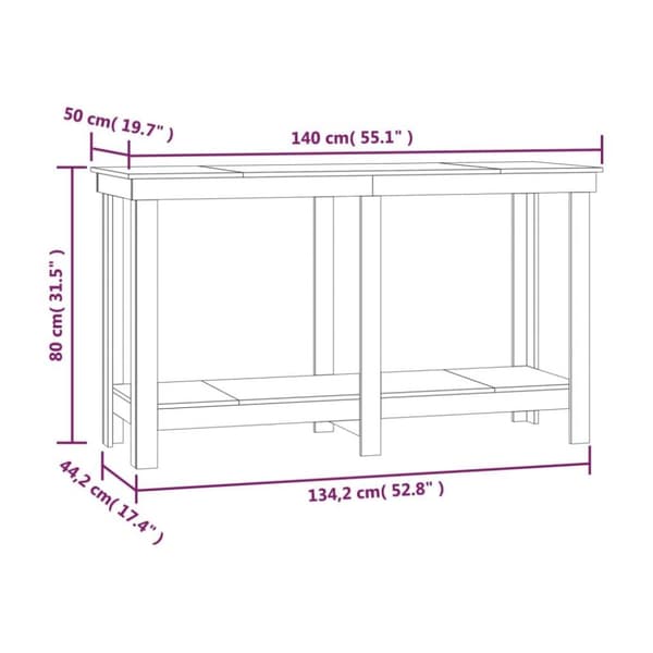 vidaXL Arbeidsbenk hvit 140x50x80 cm heltre furu