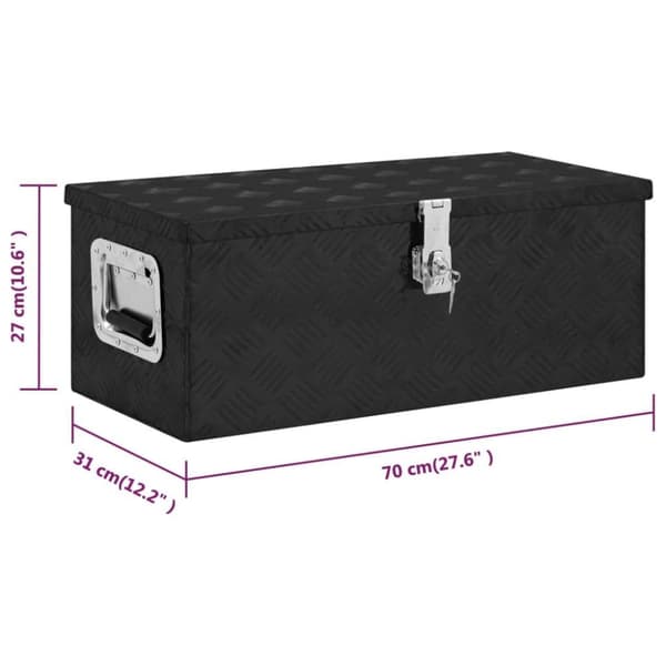 vidaXL opbevaringskasse 70x31x27 cm aluminium sort