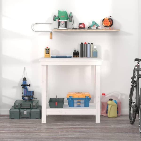 vidaXL arbejdsbord 80x50x80 cm massivt fyrretræ hvid