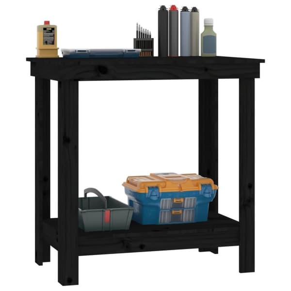 vidaXL Arbeidsbenk svart 80x50x80 cm heltre furu