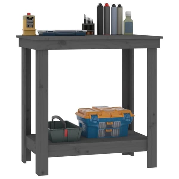 vidaXL arbejdsbord 80x50x80 cm massivt fyrretræ grå