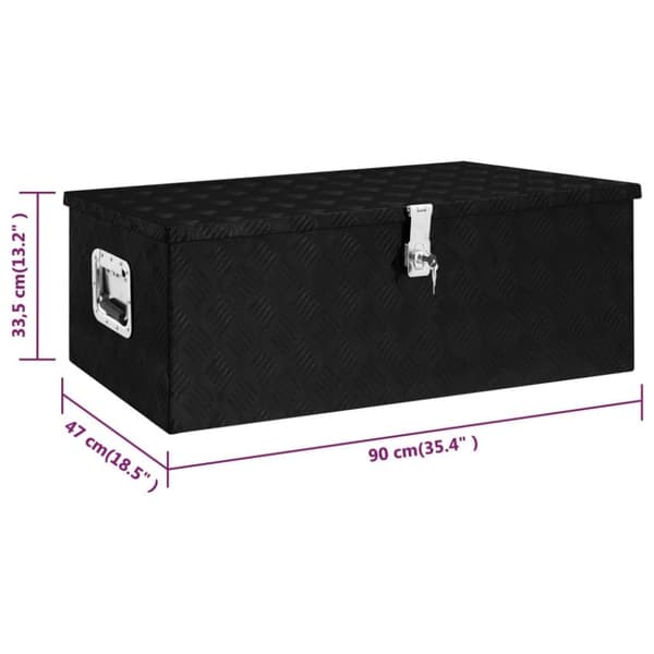 vidaXL Säilytyslaatikko musta 90x47x33,5 cm alumiini
