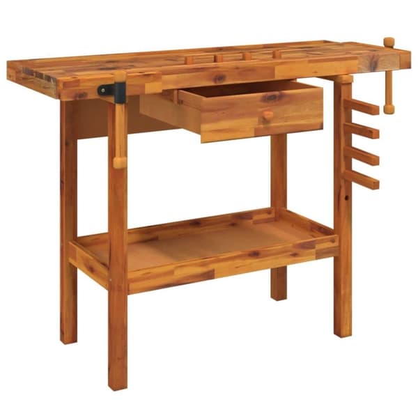 vidaXL Arbeidsbenk med skuff og skrustikker 124x52x83 cm heltre akasie