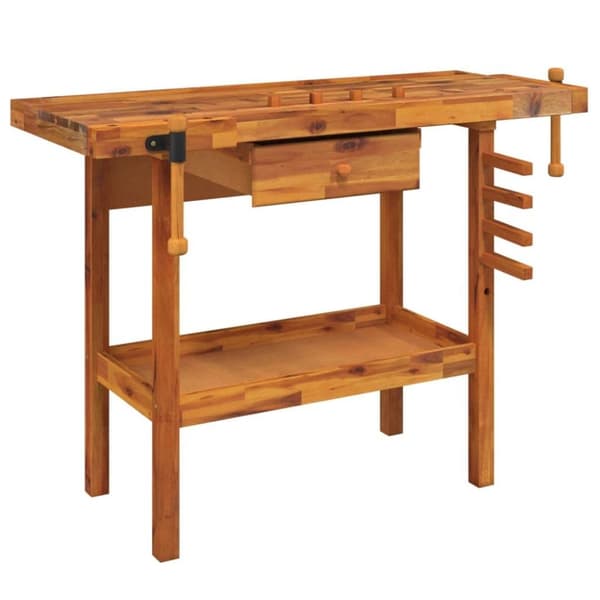 vidaXL Arbeidsbenk med skuff og skrustikker 124x52x83 cm heltre akasie