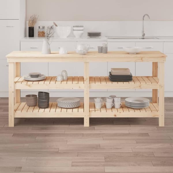 vidaXL arbejdsbord 181x50x80 cm massivt fyrretræ