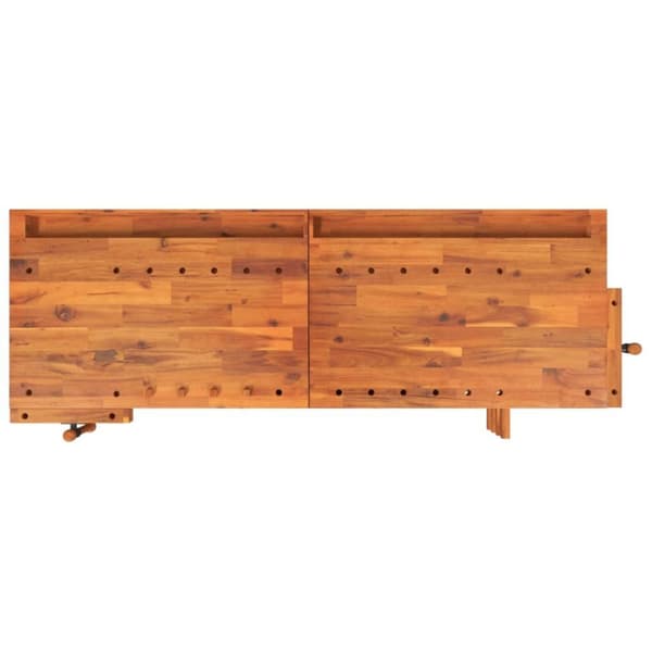 vidaXL arbejdsbord m. skuffer + skruestik 192x62x83 cm massivt akacie
