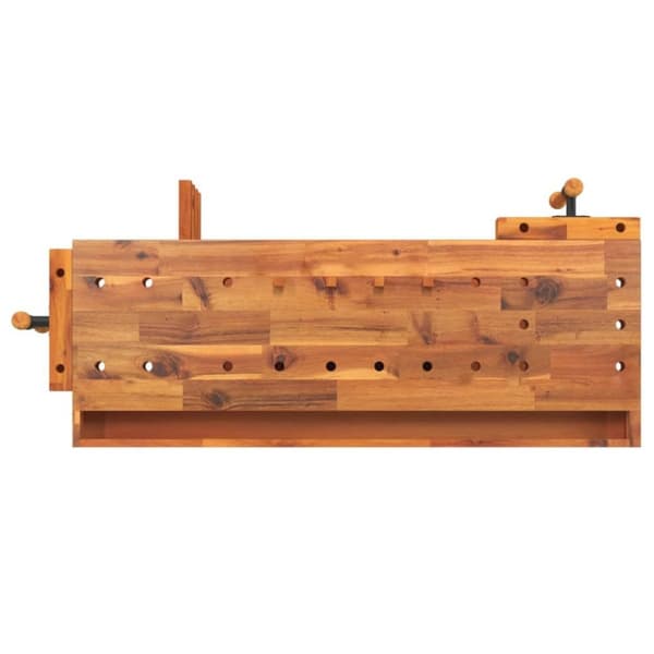 vidaXL arbejdsbord skuffe og skruestik 124x52x83 cm massivt akacietræ