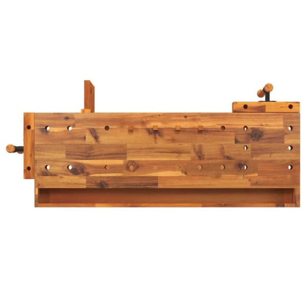 vidaXL Työpenkki ruuvipuristimilla 124x52x83 cm täysi akasiapuu