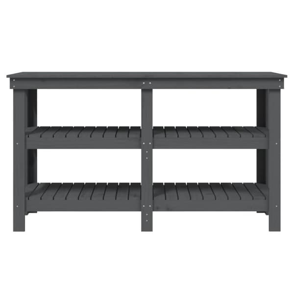 vidaXL Työpenkki harmaa 142,5x50x80 cm täysi mänty