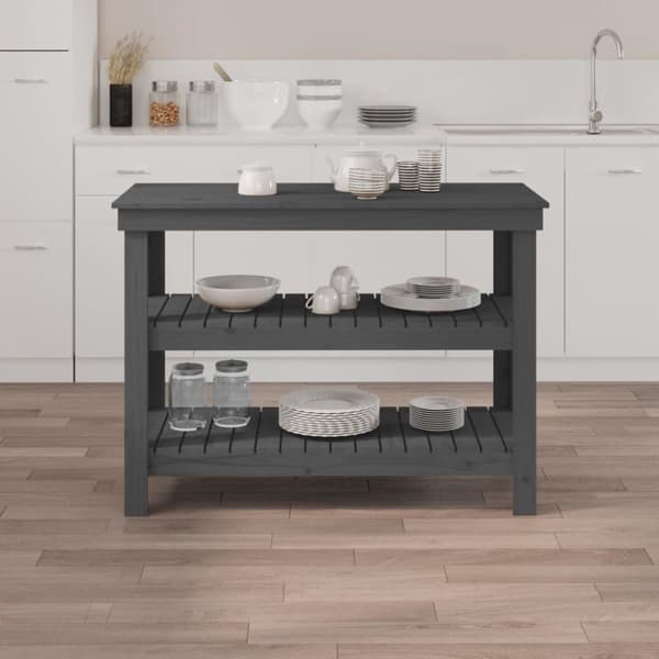 vidaXL Työpenkki harmaa 110,5x50x80 cm täysi mänty