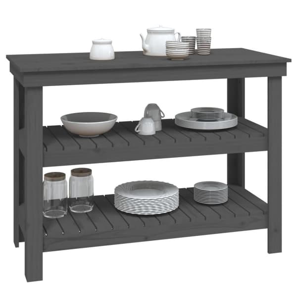 vidaXL Työpenkki harmaa 110,5x50x80 cm täysi mänty