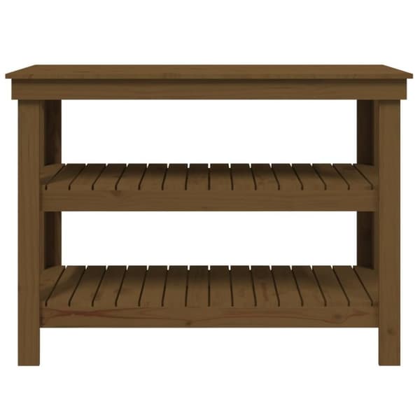 vidaXL Työpenkki hunajanruskea 110,5x50x80 cm täysi mänty