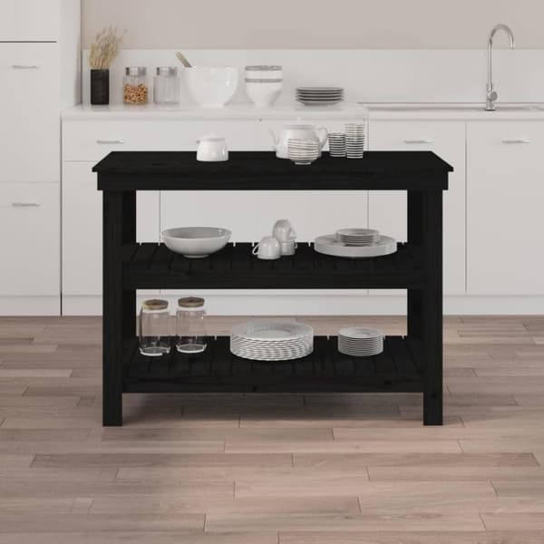 vidaXL Työpenkki musta 110,5x50x80 cm täysi mänty