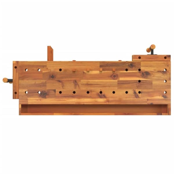 vidaXL arbejdsbord skuffer og skruestik 124x52x83 cm massivt akacietræ
