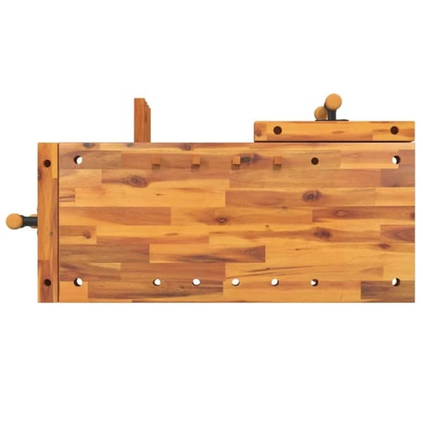 vidaXL arbejdsbord med skruestik 92x48x83 cm massivt akacietræ