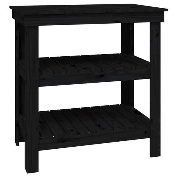 vidaXL arbejdsbord 78,5x50x80 cm massivt fyrretræ sort