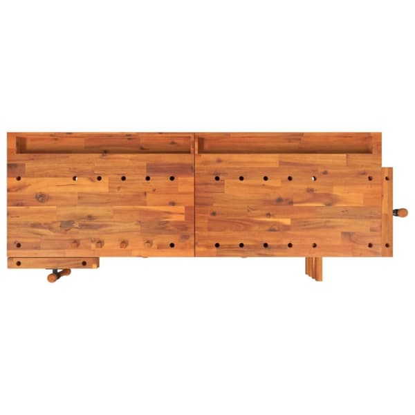 vidaXL arbejdsbord m. skuffer + skruestik 162x62x83 cm massivt akacie